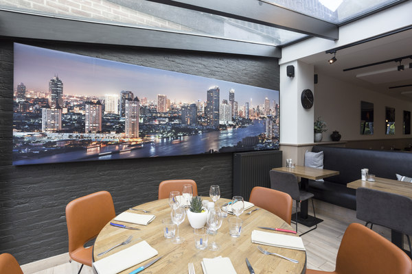 COUSTwall with skyline in restaurant Vreedehof