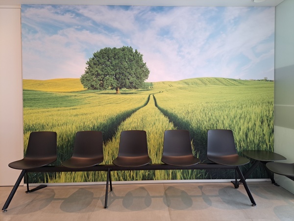COUSTwall with print of field and tree